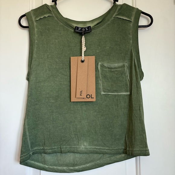 Pol Women’s Green Acid Wash Tank With Front Pocket NWT* - Size S - Picture 4 of 6
